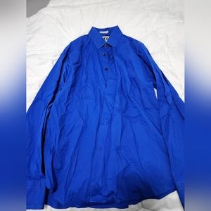 1MX Royal Blue men's long sleeve dress shirt
